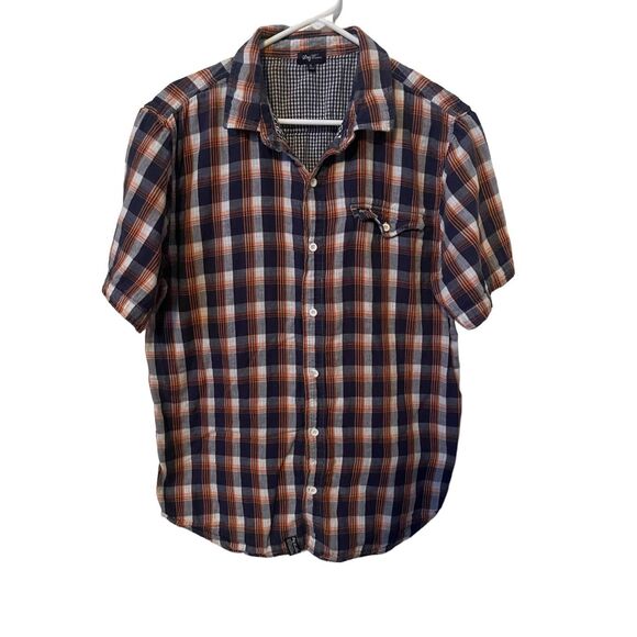 LRG Wovens Mens Multicolor Cotton Double Gauze Plaid Button-Up Shirt Size XL - Picture 1 of 13